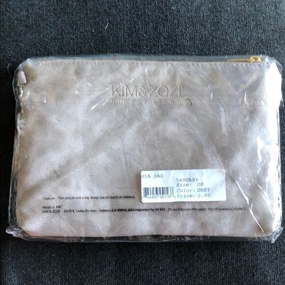 Kim and Zozi Hip Clutch Gray Neon Band & Feathers - Picture 4 of 6